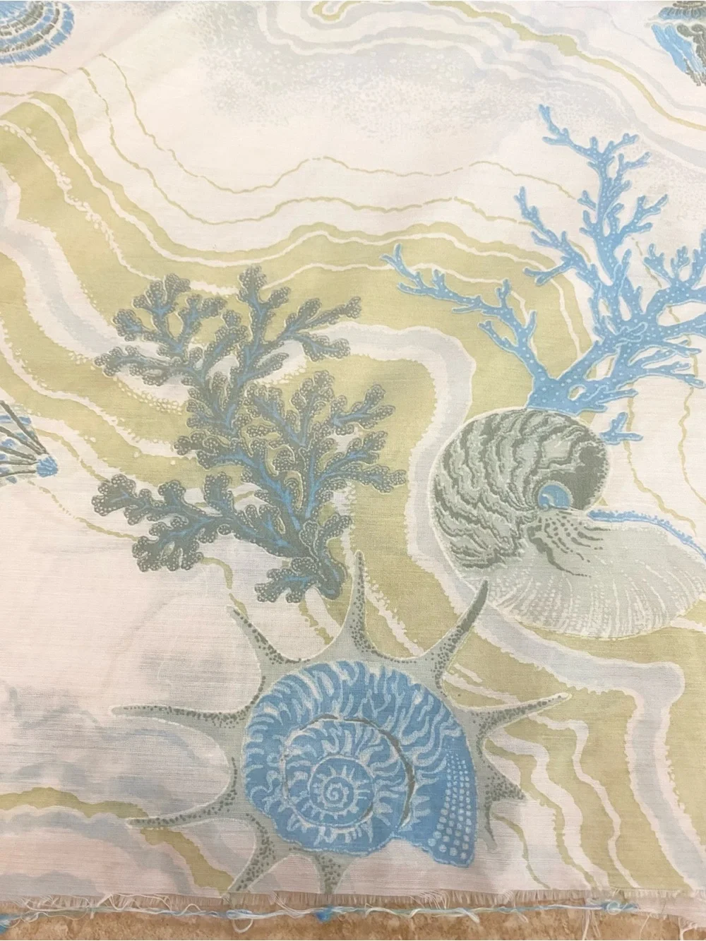 Vintage Bloomcraft Sea Life Screenprint Fabric 2 Yards Seamstress Upcycle  DIY